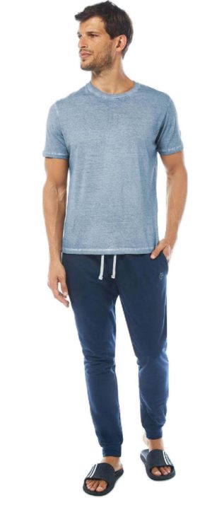 Ανδρικό set μακρύ παντελόνι και γαλάζια μπλούζα ως 2XL FREETIME NAZARENO GABRIELLI