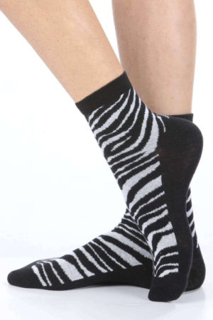 Γυναικείες ισοθερμικές κάλτσες Μαύρο με σχέδια ΖΕΒΡΑ 3499 MERITEX