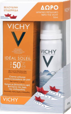Vichy Ideal Soleil Κρέμα με Βελούδινη Υφή SPF50+ & Ιαματικό Μεταλλικό Νερό 50ml