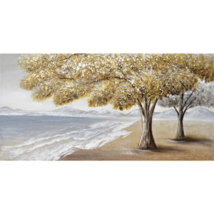 Πίνακας Σε Καμβά Παραλία με Χρυσά Δέντρα 120x60cm Marhome 23536