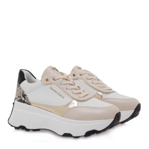 Renato Garini Γυναικεία Παπούτσια Sneakers 026-19R Λευκό Nude Φίδι S119R026314A S119R026314A