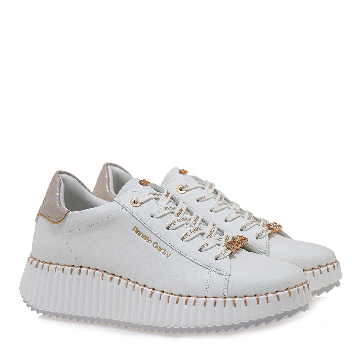Renato Garini Γυναικεία Παπούτσια Sneakers 19R-496 Λευκό Πλατίνα Στάμπα S119R496308E 118253