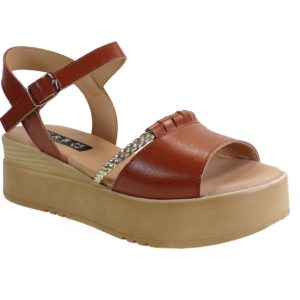 Bagiota Shoes Γυναικεία Πέδιλα Πλατφόρμα 726 Ταμπά Δέρμα 101831