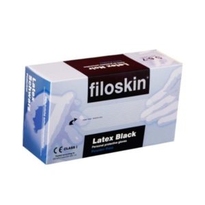 Γάντια Filoskin Latex χωρίς πούδρα (Μαύρα) 100 τμχ - L