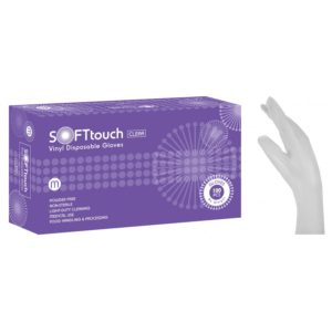 Γάντια βινιλίου SoftTouch λευκό χωρίς πούδρα (100 τεμάχια)