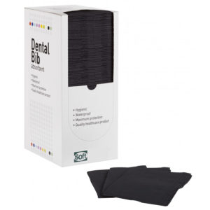 Οδοντιατρική πετσέτα 1ply χαρτί + 1ply πλαστικό 500τμχ (με κουτί) - Μαύρο