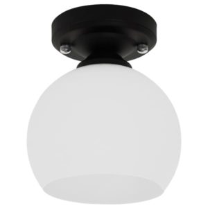 GloboStar® MAURA 01318 Μοντέρνο Φωτιστικό Οροφής Μονόφωτο 1 x E27 Μαύρο με Λευκό Ματ Γυαλί Καμπάνα Φ13 x Y17cm