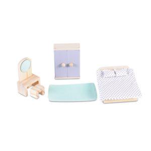 Moni Toys Ξύλινα Έπιπλα Κρεβατοκάμαρας για Κουκλόσπιτο, Wooden bedroom furniture 4012