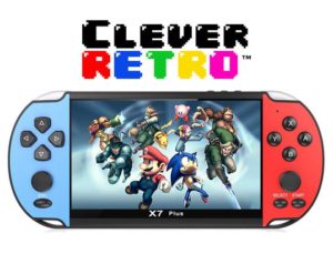 Clever Retro™ – Φορητή κονσόλα παιχνιδιών – 500+ κλασσικά παιχνίδια – Αναπαραγωγή αρχείων βίντεο, μουσικής, φωτογραφίες, Ε – Books – Stereo ηχεία – Οθόνη LCD 4.3″ ίντσες – Εσωτερική μνήμη 8gb
