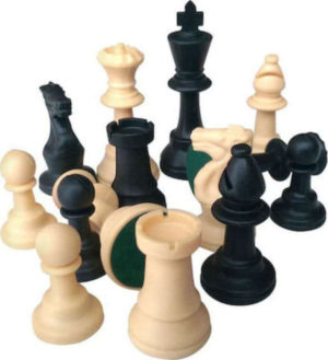 ​Πιόνια για Σκάκι 9.5cm μαύρα με κρεμ με βάρος 900gr Platinum Games 01.11.120