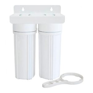 Eiger Πλαστική Διπλή Λευκή Συσκευή Φίλτρου Νερού Κάτω Πάγκου 1/4″