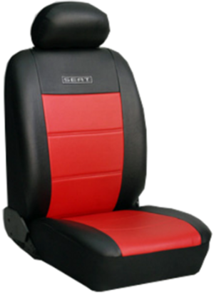 (D2-D4-K) Πλήρες Σετ Καλύμματα Καθισμάτων Αυτοκινήτου από Δερματίνη D Χρώματος Κόκκινο-Μαύρο Κέντημα