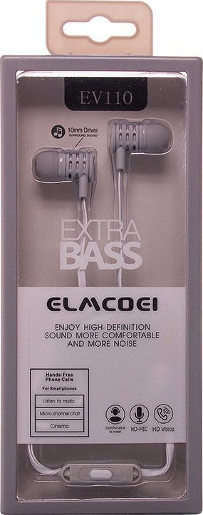 Elmcoei earphones EV-110 Extra Bass jack 3,5mm Grey