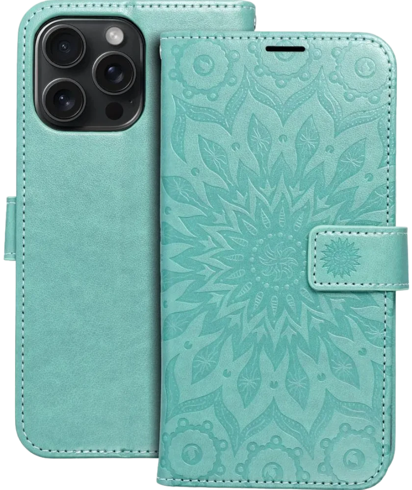 Smart Mezzo Wallet case for iPhone 15 Pro Max Mandala Green
