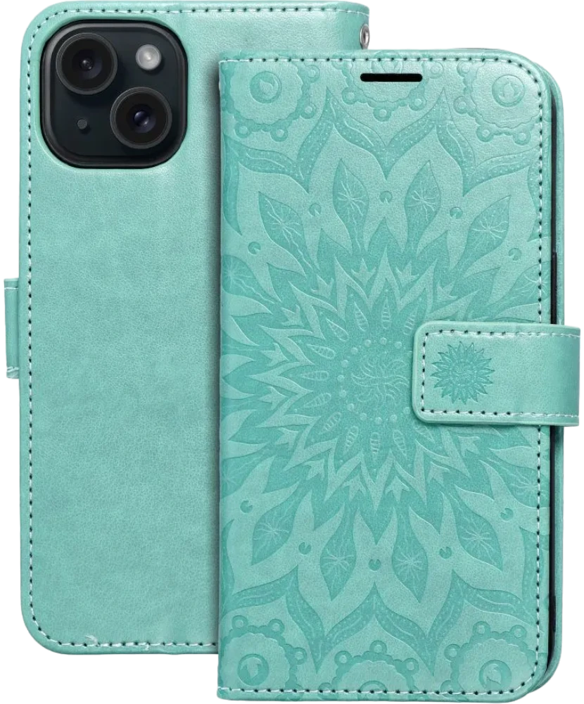Smart Mezzo Wallet case for iPhone 15 Mandala Green