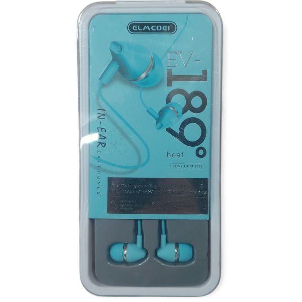 Elmcoei earphones EV-189 jack 3,5mm Light Blue