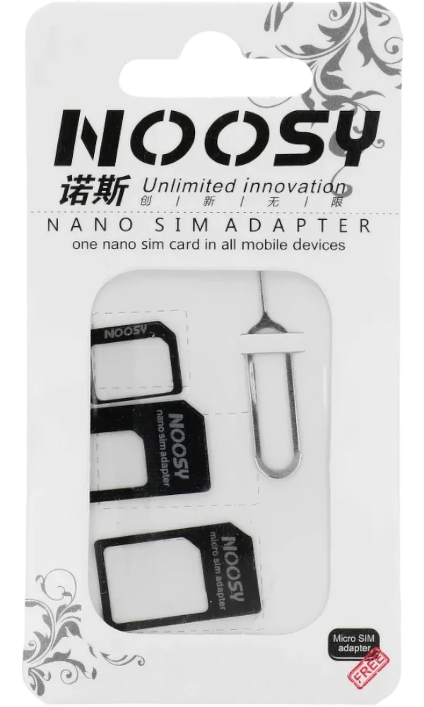 Noosy Nano SIM & Micro SIM Adapter Set Black