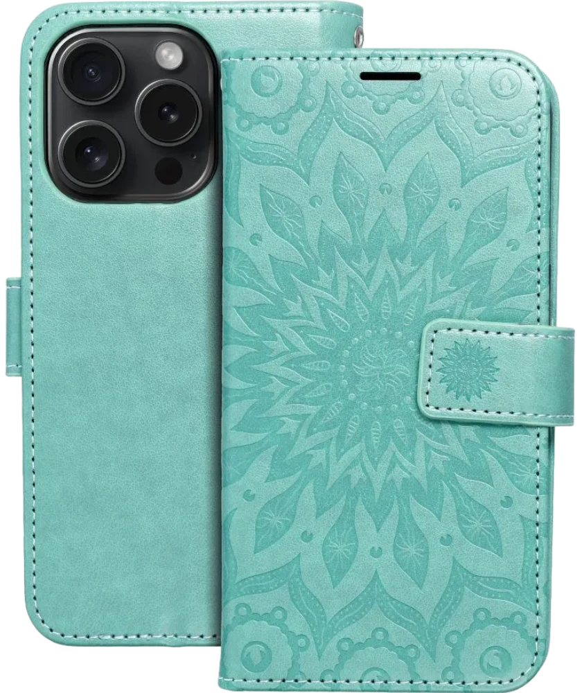 Smart Mezzo Wallet case for iPhone 15 Pro Mandala Green