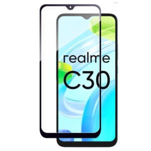 Full Glue Tempered Glass 5D for Realme C30 Black frame