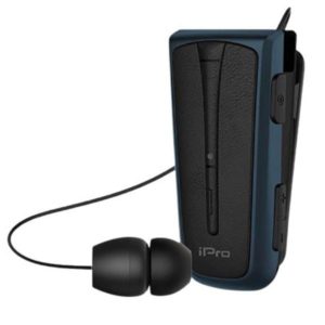 iPro RH219s Bluetooth Handsfree Retractable με Δόνηση Μαύρο-Μπλε
