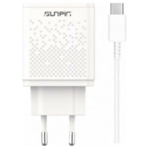 Sunpin Type-C Cable & USB-A Wall Adapter 3.0 QC Λευκό