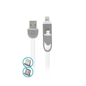 Forever 2in1 micro-USB + iPhone 8-PIN cable silicone white 1m 1,8A