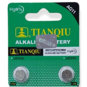TIANQIU Button Alkaline Battery AG11- LR721H- 362A (2τμχ)