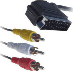 POWERTECH CAB-S006 SCART CABLE MALE 21p TO 3 x RCA MALE 3m
