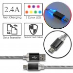 USB A 2.0 to Micro USB 2.4A Fast Charging LED Cable & Data Transfer Male-Male White-Black 1m QI2-G3