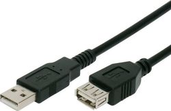 USB A 2.0 EXTENSION CABLE MALE-FEMALE 1.5m BLACK POWERTECH CAB-U011