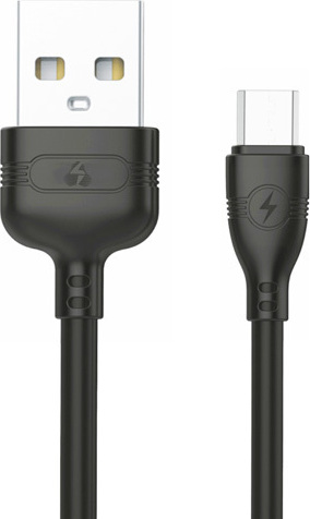 Powertech PTR-0054 USB A 2.0 Cable Male To Micro USB B Black 1m Καλώδιο Φόρτισης- Δεδομένων