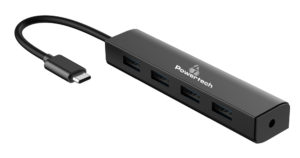POWERTECH PT-496 USB TYPE C HUB 4 PORT USB 3.0 BLACK 0.15m