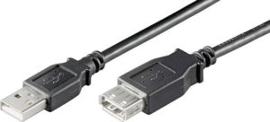 USB A 2.0 EXTENSION CABLE MALE-FEMALE 3m BLACK 143/3HS 93600 CAB-U012