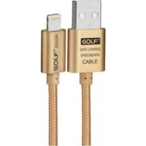 USB 2.0 LIGHTNING CABLE FAST CHARGER/DATA 2.4A GOLD 1m CORDED BRAIDED iPHONE 5/5s/5c/6/6plus/7 & iPAD4/5/air/mini GC-47I