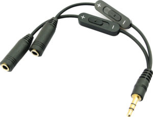 Jack 3.5 Male Stereo To 2 X Jack 3.5 Female Stereo Splitter Sound Cable 0.20m & Volume Control Διαχωριστής Στερεοφωνικού Καλωδίου CAB-J030