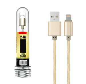 USB 2.0 LIGHTNING CABLE FAST CHARGER-DATA 2.4A CORDED GOLD 1m iPHONE 5-5s-5c-6-6plus-7-8 & iPAD4-5-air-mini GC-47i