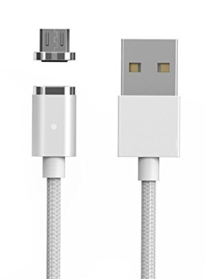 POWERTECH PT-547 MAGNETIC CHARGING CABLE USB A 2.0 MALE TO MICRO USB B MALE SILVER 1m QJ5-B4