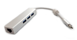 POWERTECH PTH-014 USB 3.1 TYPE C MALE TO ETHERNET LAN ADAPTER FEMALE CONVERTER & 3 X USB 3.0 0.20m SILVER ΚΑΡΤΑ ΔΙΚΤΥΟΥ ΜΕ 3 USB 10/100