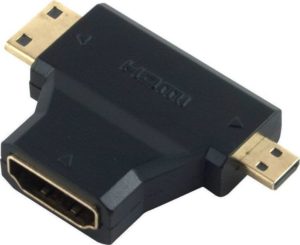 Powertech ADA-H004 HDMI 1.4 19pin Adaptor Female To Mini & Micro Male Gold
