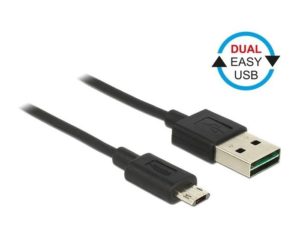 USB A 2.0 Male To Micro USB B Male Cable 1m Double Dual Easy CAB-U088 Καλώδιο Φόρτισης
