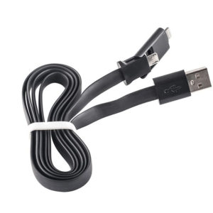 USB A FLAT CABLE 1m MALE TO MICRO USB B MALE OTG BLACK iPHONE 5/6 FOREVER 2 IN 1 330161