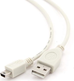 USB A 2.0 To USB Mini 5pin M-M Cable 1.8m White Καλώδιο Φόρτισης Cablexpert CC-USB2-AM5P-6