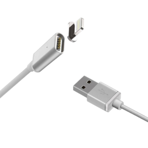 MAGNETIC CHARGING CABLE USB A 2.0 MALE TO LIGHTNING MALE SILVER-GRAY CORDED 1m 14405