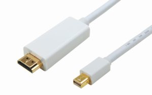 POWERTECH CAB-DP012 DISPLAY PORT MINI MALE TO HDMI 1.4V MALE GOLD 3m WHITE CABLE