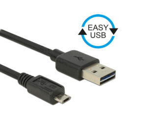 USB A 2.0 CABLE MALE TO MICRO USB B MALE CABLE BLACK 2m DOUBLE DUAL EASY USB CAB-U062