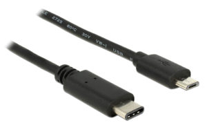 POWERTECH CAB-UC011 USB 2.0 TYPE C TO MICRO USB CABLE BLACK 1m