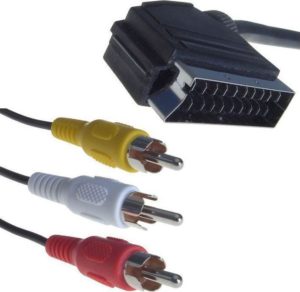 POWERTECH CAB-S002 SCART CABLE MALE 21p TO 3 x RCA MALE 2m 31130