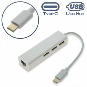USB 3.1 Type C HUB 3 Port USB & Ethernet 10/100 White 0.15m