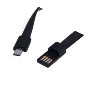 DETECH USB A 2.0 FLAT CABLE MALE TO USB MALE B MICRO 0.2m MAGNET BLACK 14287
