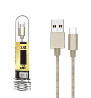 GOLF GC-47M USB A 2.0 CABLE MALE TO MICRO USB B MALE CORDED GOLD 1m FAST CHARGING 2.4A